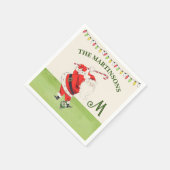 Fun Humor Retro Santa Plays Golf Monogram Servet (Hoek)