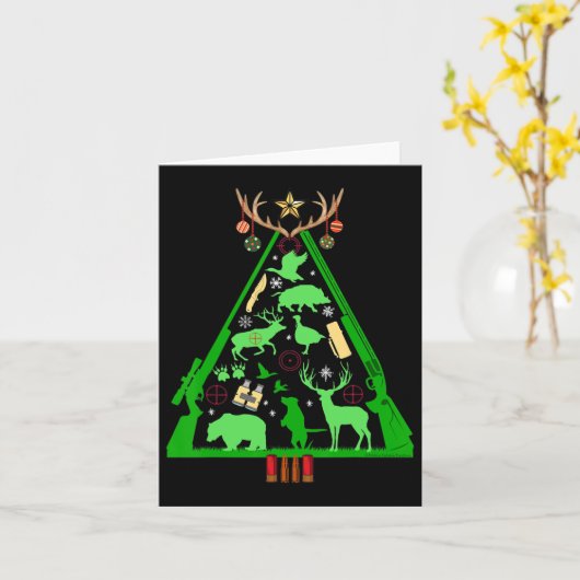 Fun Hunting Deer en Elk Hunter Kerstboom Hun Kaart (Gele Bloem)