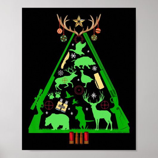 Fun Hunting Deer en Elk Hunter Kerstboom Hun Poster (Voorkant)