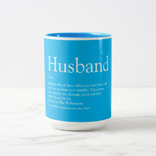 Fun Husband Definition Quote Cool Blue Tweekleurige Koffiemok