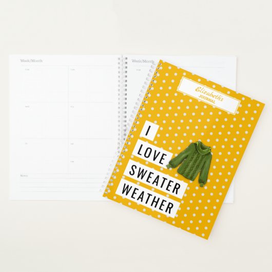 Fun I LIVE SWEATER WEATHER Typography Custom Planner (Display)