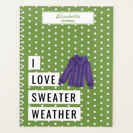 Fun I LIVE SWEATER WEATHER Typography Polka Dots Planner (Voorkant)