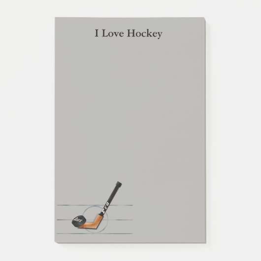 Fun "I love Hockey" "10x6" "post it notes" w/puck Post-it® Notes (Voorkant)