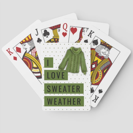 Fun I Love Sweater Weather Green Polka Dot Pokerkaarten (Achterkant)