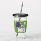 Fun I Love Sweater Weather White Polka Dots Acryl Drinkbeker (Achterkant)