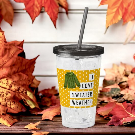 Fun I Love Sweater Weather White Polka Dots Gold A Acryl Drinkbeker