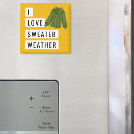 Fun I Love Sweater Weather White Polka Dots Gold Magneet