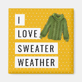 Fun I Love Sweater Weather White Polka Dots Gold Magneet (Voorkant)