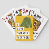 Fun I Love Sweater Weather White Polka Dots Gold Pokerkaarten (Achterkant)