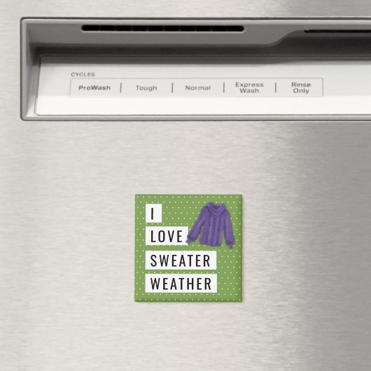 Fun I Love Sweater Weather White Polka Dots Green Magneet (Insitu (Vaatwasser))