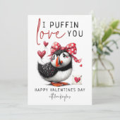 Fun I Puffin Love You Valentijnsdag Feestdagenkaart (Staand voorkant)