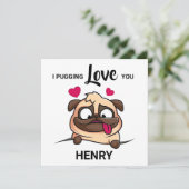 Fun I Pugging Love You Valentijns Holiday Card Feestdagenkaart (Staand voorkant)