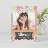 Fun Ice Cream Cart Photo Birthday Party Invitation Kaart (Staand voorkant)