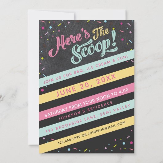 Fun Ice Cream Cart Photo Birthday Party Invitation Kaart (Achterkant)