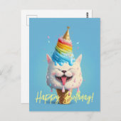 Fun Ice Cream Cat Birthday Wenskaart Briefkaart (Voorkant / Achterkant)
