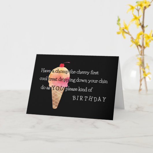 Fun Ice Cream Cone Have a Happy Birthday Greeting Kaart (Gele Bloem)
