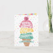 Fun Ice Cream Cone Scoop Confetti Birthday Kaart (Voorkant)