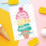 Fun Ice Cream Cone Scoop Confetti Birthday Kaart<br><div class="desc">Unieke, leuke, kleurrijke ijsjes, schep kinderen op hun verjaardagsfeest met het thema verjaardagskaart Ontworpen in een leuke, kleurrijke roze, geel en blauwgroen met een confetti, sproinkles en polka stipvormgeving. Voeg een unieke gelegenheid toe aan de verjaardagsfeestdag van uw kleine met dit unieke ontwerp van een ijsje op verjaardagskaart. Fun typografisch...</div>