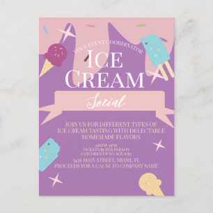 Fun Ice Cream Cone Social Flyers-uitnodiging Briefkaart