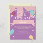 Fun Ice Cream Cone Social Flyers-uitnodiging Briefkaart (Voorkant / Achterkant)