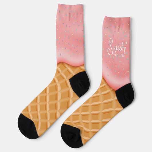 Fun Ice Cream Cone Sweet Victory Sprinkles Roze Sokken (Links)