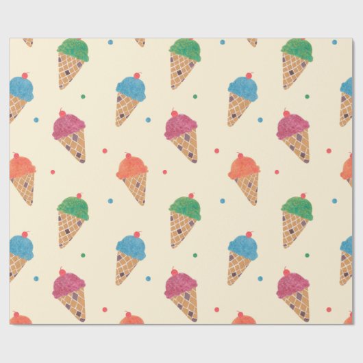 Fun Ice Cream Pattern Cadeaupapier (Vlak)