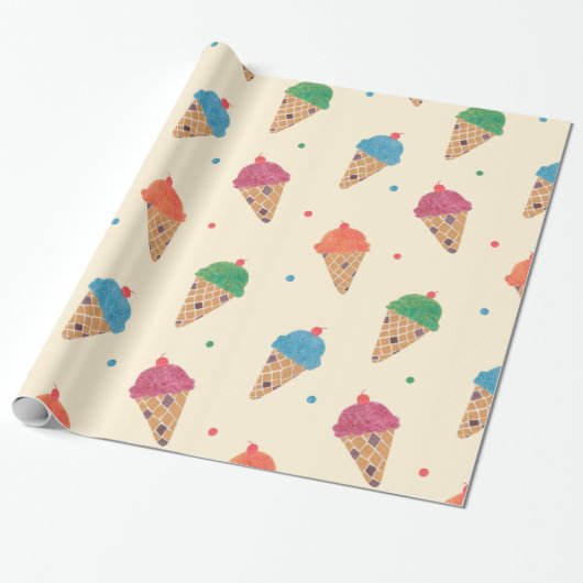 Fun Ice Cream Pattern Cadeaupapier (Uitgerold)