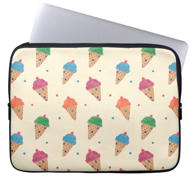 Fun Ice Cream Pattern Laptop Sleeve (Voorkant)