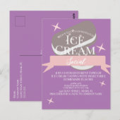 Fun Ice Cream Social Flyers Invitation Paars Briefkaart (Voorkant / Achterkant)