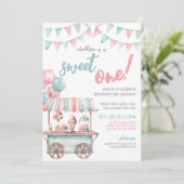 Fun Ice Cream Zomer 1e Verjaardagsfeest Kaart (Staand voorkant)