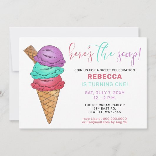 Fun Ice crème, Birthday-uitnodiging Kaart (Voorkant)
