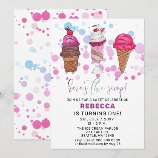 Fun Ice crème, Birthday-uitnodiging Kaart (Voorkant / Achterkant)