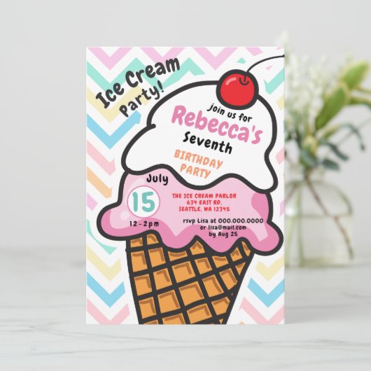 Fun Ice crème, Birthday-uitnodiging Kaart (Staand voorkant)