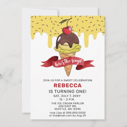 Fun Ice crème, Birthday-uitnodiging Kaart (Voorkant)