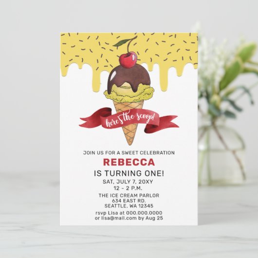 Fun Ice crème, Birthday-uitnodiging Kaart (Staand voorkant)