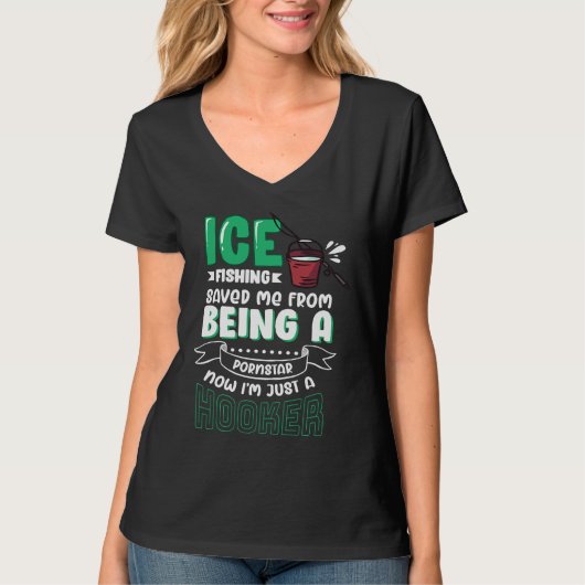 Fun ice fishing for anglers and fishermen  1 t-shirt (Voorkant)