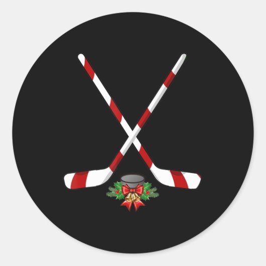 Fun Ice Hockey Christmas Candy Stick Gift Kids Ronde Sticker (Voorkant)