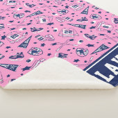 Fun Ice Hockey Gear Pink Navy and White Print Sherpa Deken (3/4)