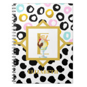 Fun Icecream Sundae Black Pink Monogram Girls Notitieboek (Voorkant)