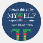 Fun. Ik maakte dit door mijn Elf Name Blue Ronde Sticker (Voorkant)