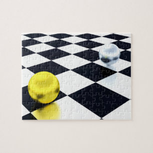 Fun Illusion Checkerboard Gold Silver Balls Legpuzzel