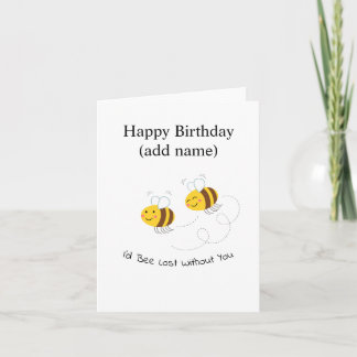 Fun Illustrated Bee Happy Birthday Kaart