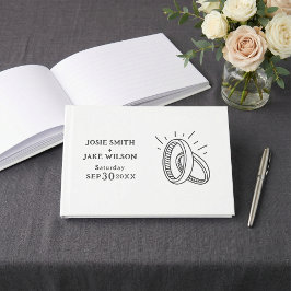 Fun illustrated wedding rings wedding guest book gastenboek