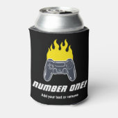Fun illustratie van een brandende videospelcontrol blikjeskoeler (Blikje Achterkant)