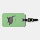 Fun illustratie van parelhoen vogel cartoon bagagelabel (Voorkant horizontaal)