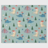 FUN ILLUSTRATION CHRISTMAS DINOSAUR GIFT WRAPPING CADEAUPAPIER (Vlak)