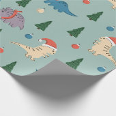 FUN ILLUSTRATION CHRISTMAS DINOSAUR GIFT WRAPPING CADEAUPAPIER (Hoek)