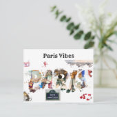 Fun illustration Paris Historic Landmark Briefkaar Briefkaart (Staand voorkant)