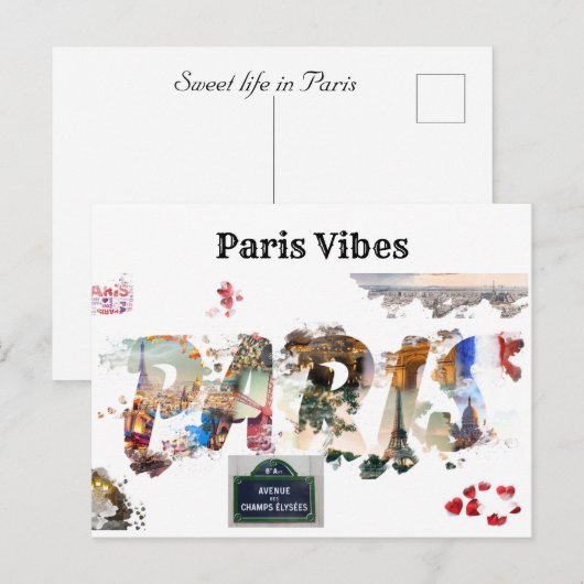Fun illustration Paris Historic Landmark Briefkaar Briefkaart (Voorkant / Achterkant)
