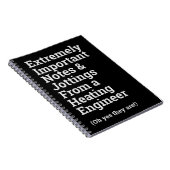Fun Important Heating Engineer Notitieboek (Rechterzijde)